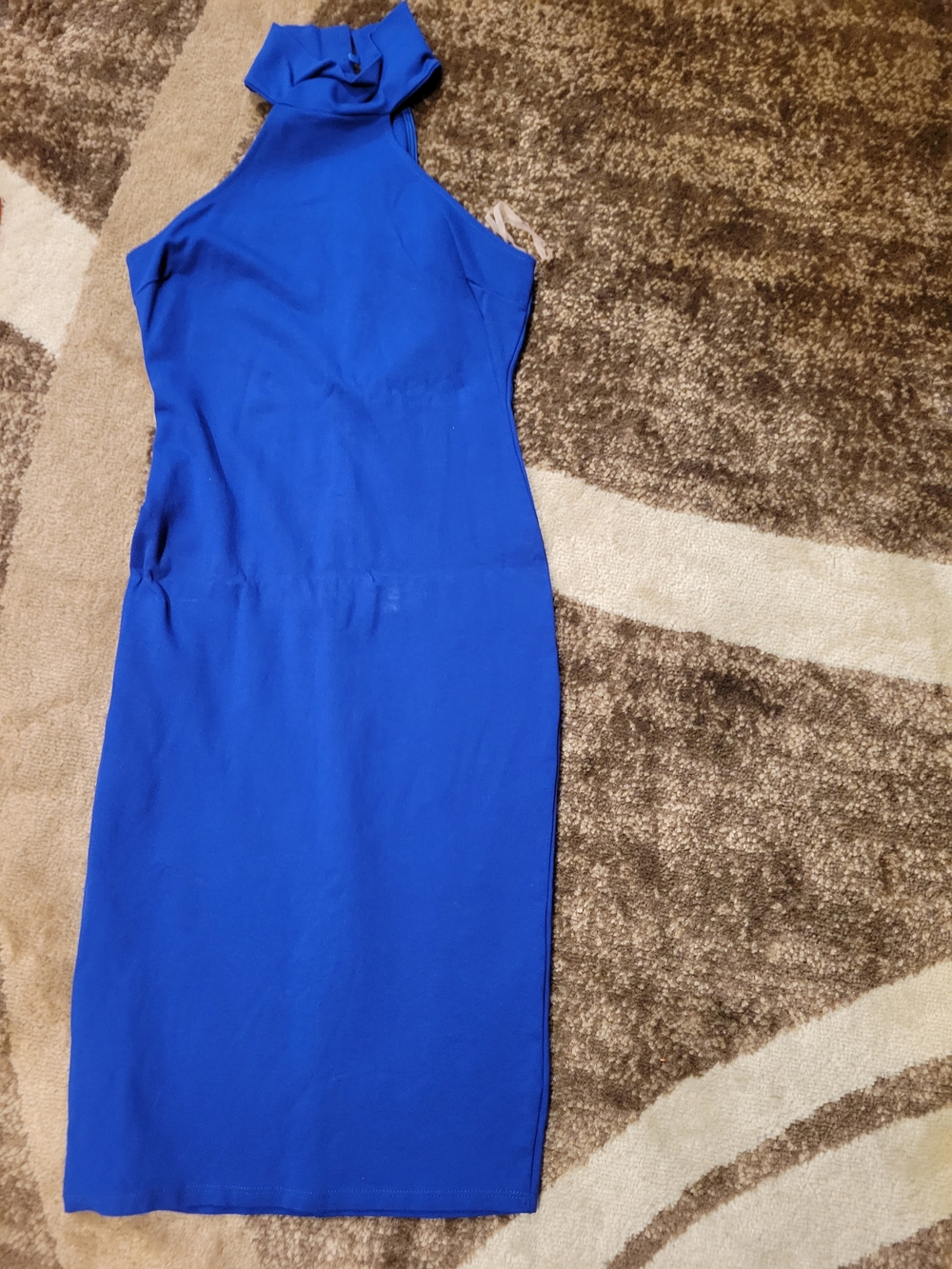 Sleeveless Royal Blue High-Neck Bodycon Dress